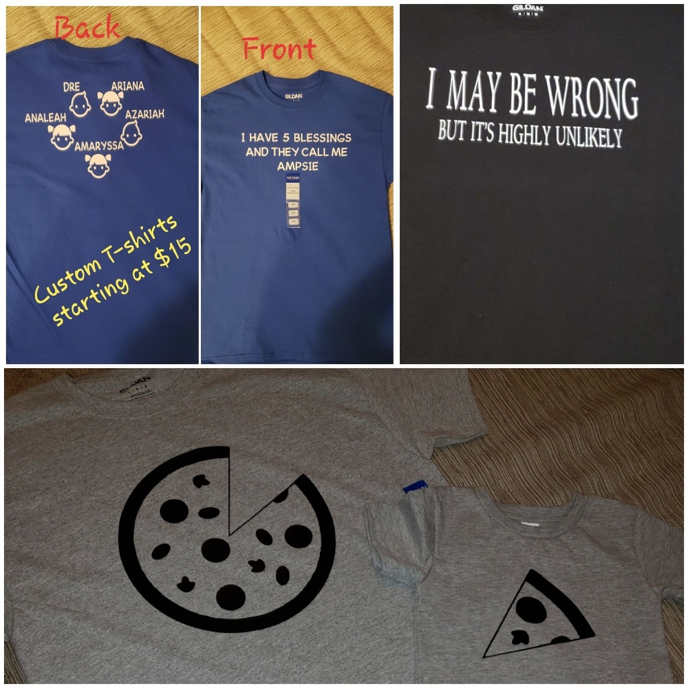 Custom T-shirts message me for details.